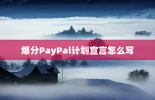 爆分PayPal计划宣言怎么写